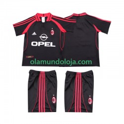 Camisola AC Milan 2000 2001 Retro Criança Equipamento Terceiro Manga Curta